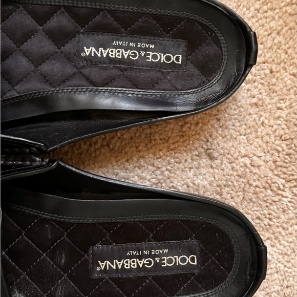 Dolce & Gabbana Black Leather Loafers with Gold DG Logo